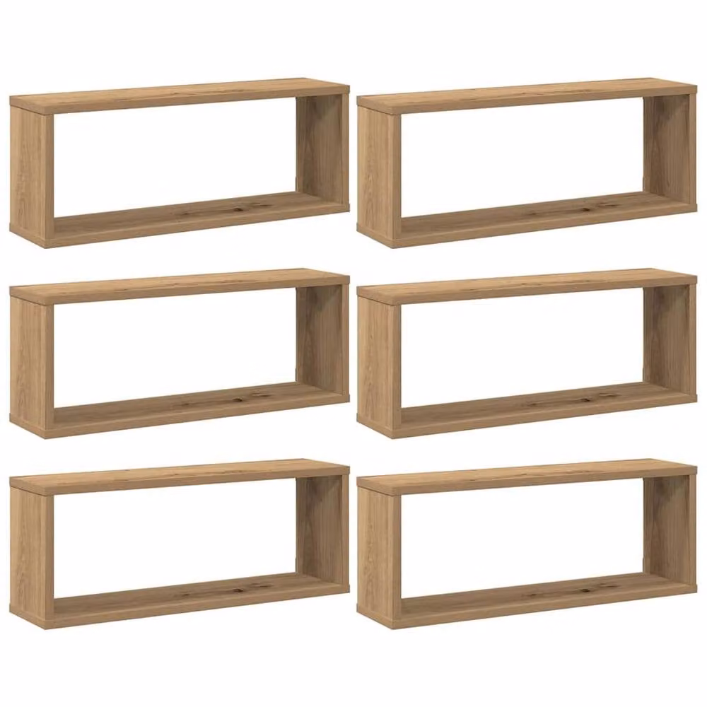 Berkfield Home Artisan Oak Wall Cube Shelves, 6 Piece Set in Brown, W/D/H: 60 x 15 x 23 cm – 2