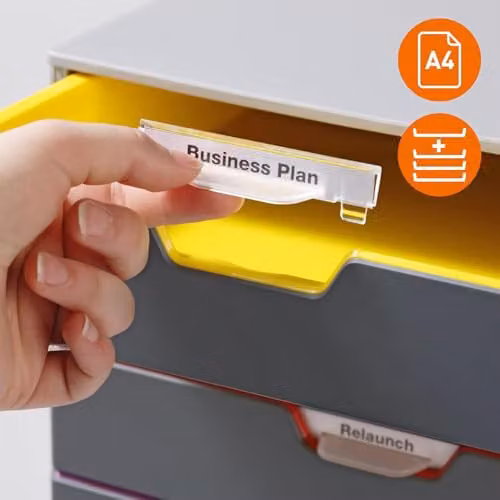 VARICOLOR 5 Drawer Document Box and A4 Paper Storage Organiser in Grey and Multicolour – 3