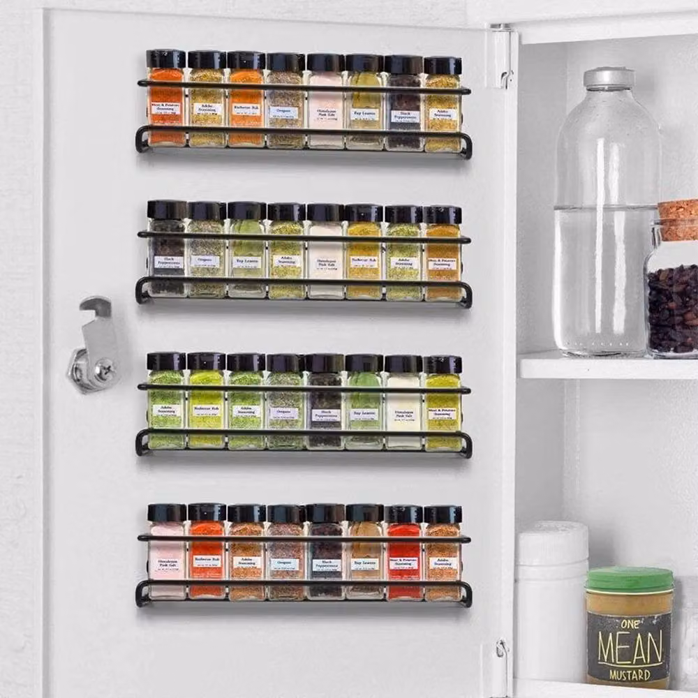 FLAVORA Black Metal 4-Slot Spice and Herb Jar Rack Holder – 2