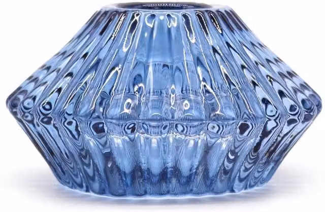 KDMD Royal Blue Floral Glass Candle and Tealight Holder