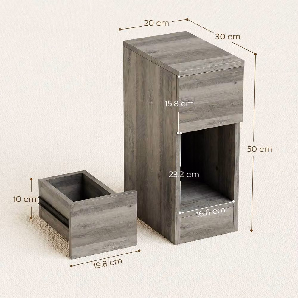 HOMCOM Set of 2 Modern Grey Bedside Tables for your Bedroom or Living Room – 3