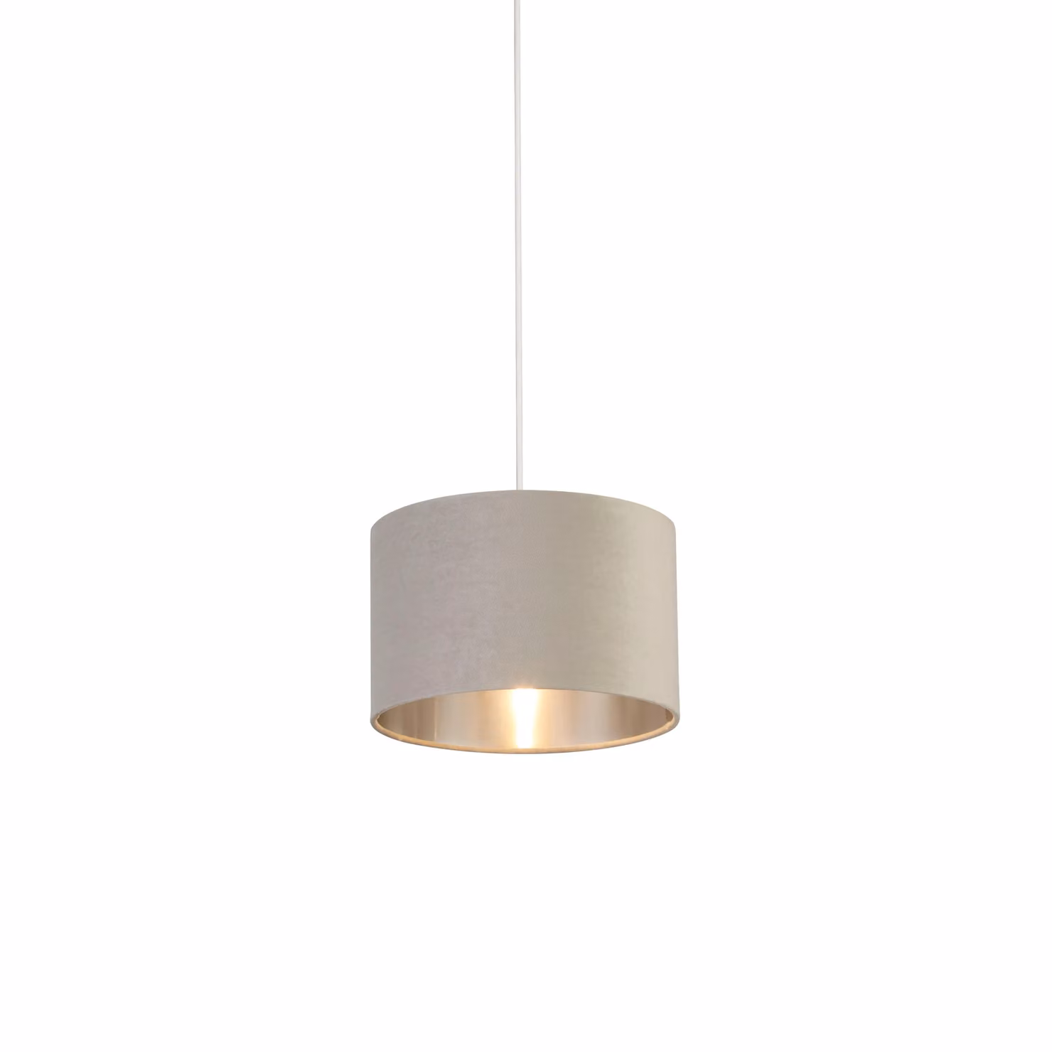 Lighting Collection Grey Velvet Drum Lamp Shade with Silver Inner, Diameter: 27 cm – 2