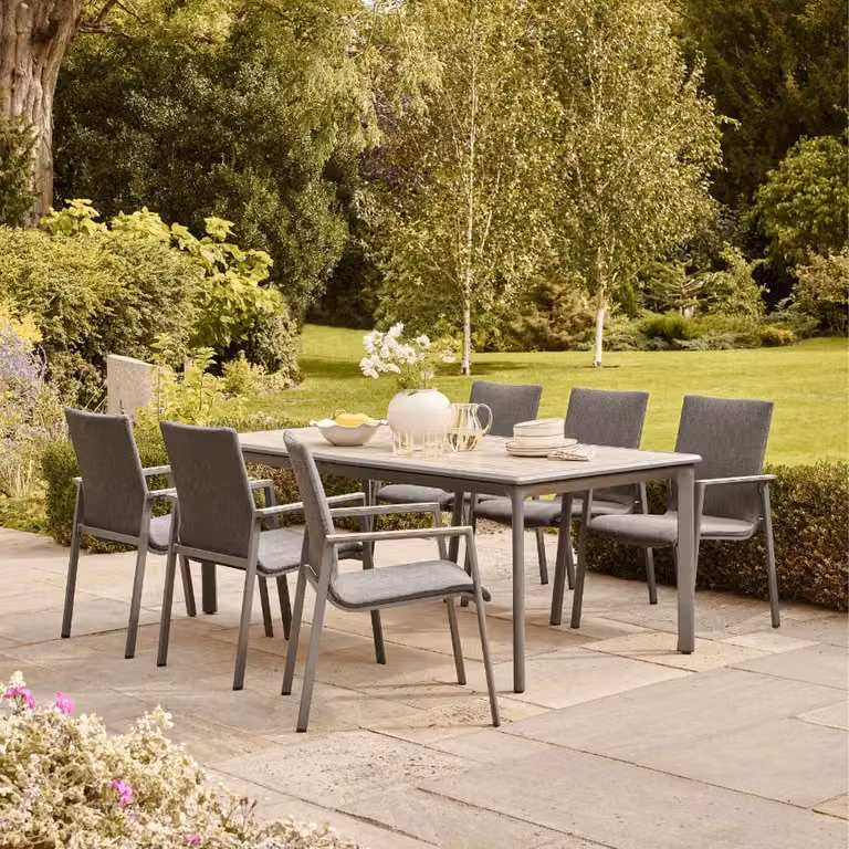 Leisure Grow Modern Grey Aluminium 6 Seat Garden Dining Set