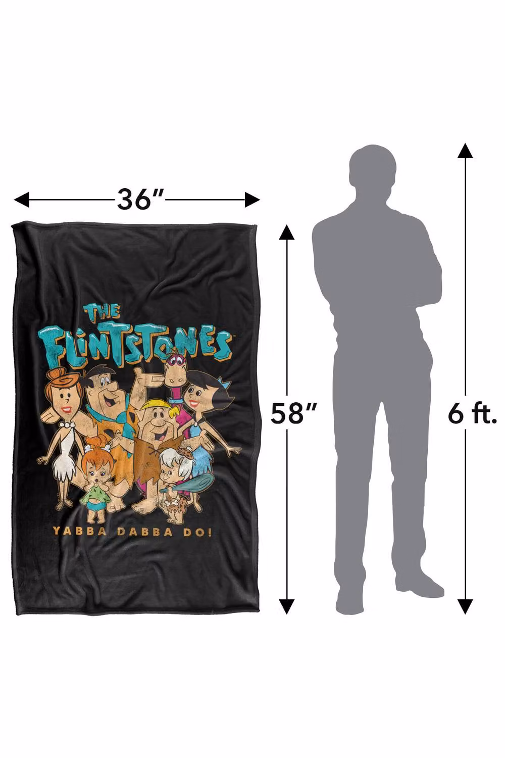 Warner Bros. The Flintstones Family and House Background Super Soft Fluffy Polyester Blanket, Large, Multicolour – 3