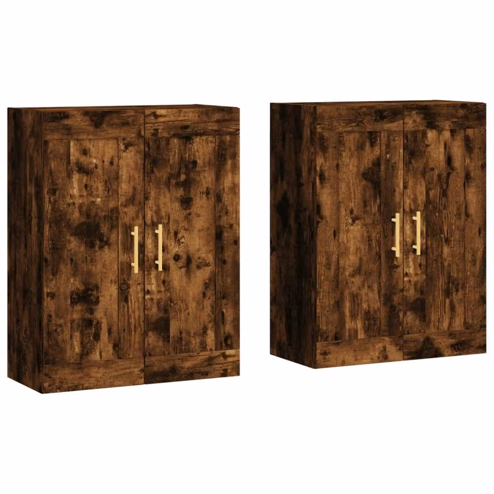 Berkfield Home Wall Mounted Cabinets, 2 Piece Set in Smoked Oak Brown Engineered Wood – 3