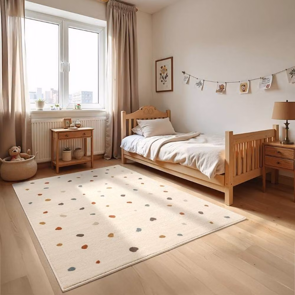 THE RUGS Adventures Kids Dotted Polypropylene Low Pile Playroom Rug in Beige and Multicolour, W: 120 cm, L: 170 cm – 3