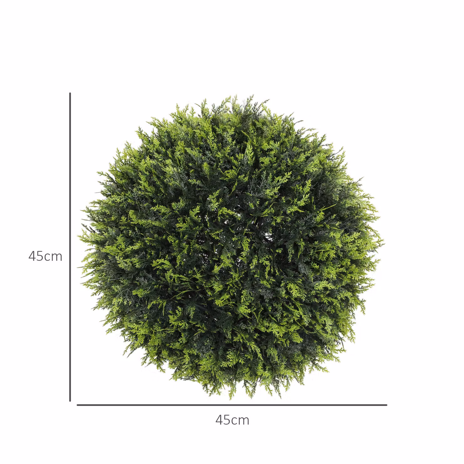 HOMCOM Set of 2 Green Artificial Round Topiary Plant Balls, UV-Protected Faux Decorative Plants, Diameter: 45 cm – 3