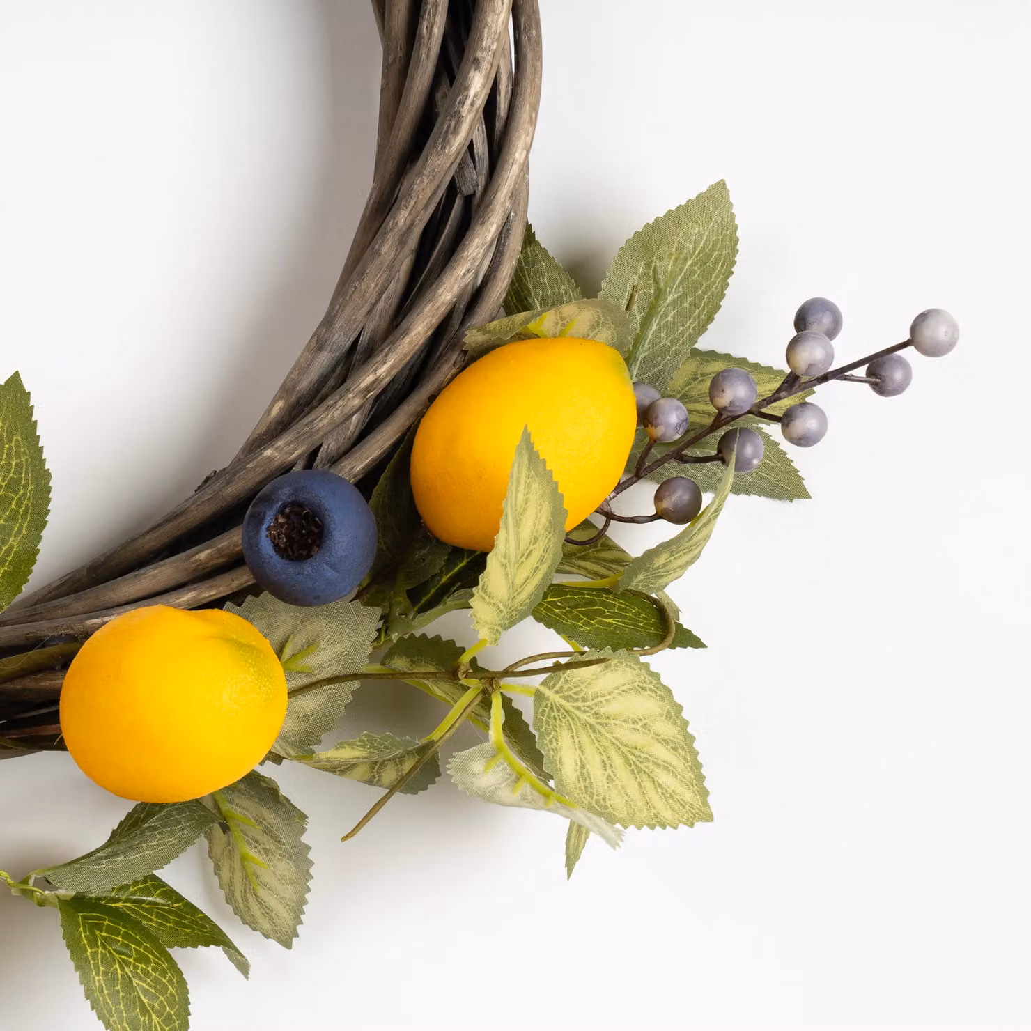 Scottish Everlastings Ltd Lemon and Berry Wreath on Twisted Base in Yellow, Diameter: 40 cm – 2