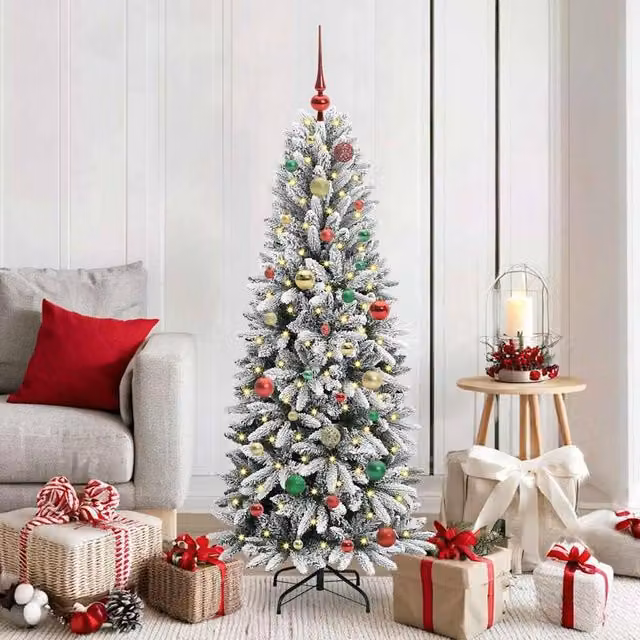Berkfield Home Green Artificial Christmas Tree with 150 White LEDs, W/D/H: 63 x 63 x 150 cm