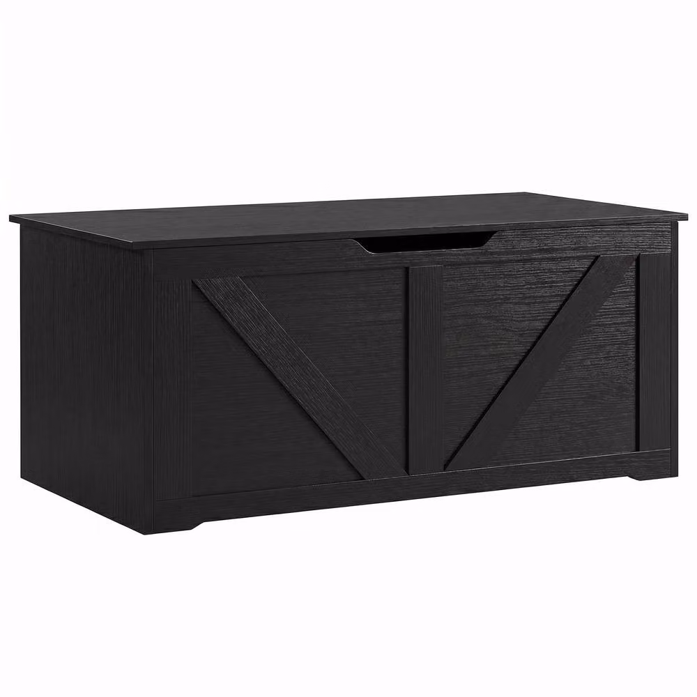 STILVORA Black Modern Storage Chest with Safety Hinges and Seat Top, W/D/H: 161 x 45 x 40 cm – 4