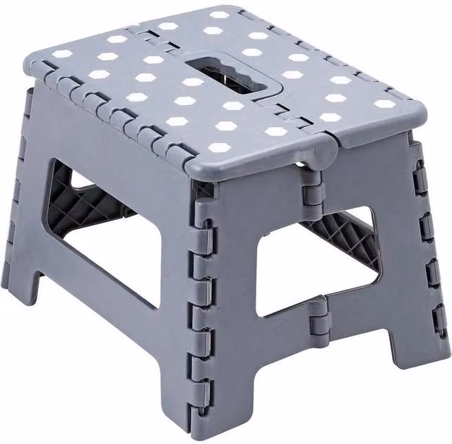 Kelvenix Grey Foldable Step Stool with Rubber Feet, W: 52 cm, H: 22 cm, D: 29 cm – 1