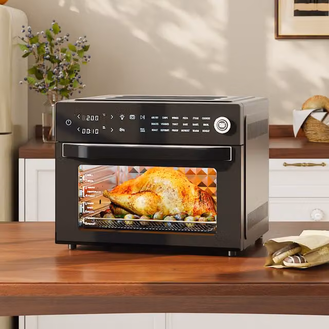 Livingandhome 30L Multi-Function Air Fryer Toaster Oven with Circulated Air, Black