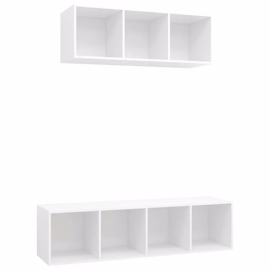 Berkfield Home 2 Piece Minimalist White Matt TV Cabinet Set in Engineered Wood – 2
