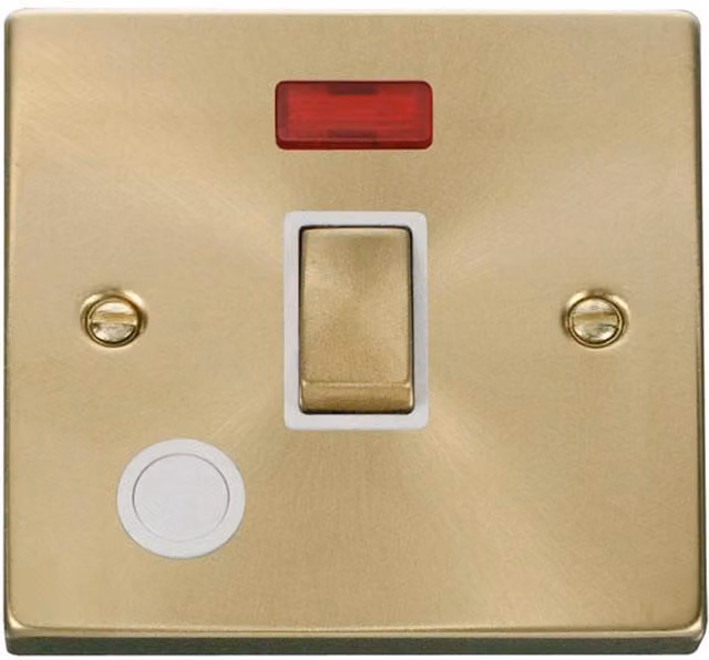 SE HOME Satin Brushed Brass 1 Gang 20A Ingot DP Switch with Flex and Neon in White and Gold
