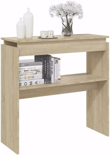 Berkfield Home Decorative Console Table in Sonoma Oak and Beige, W/D/H: 80 x 30 x 80 cm