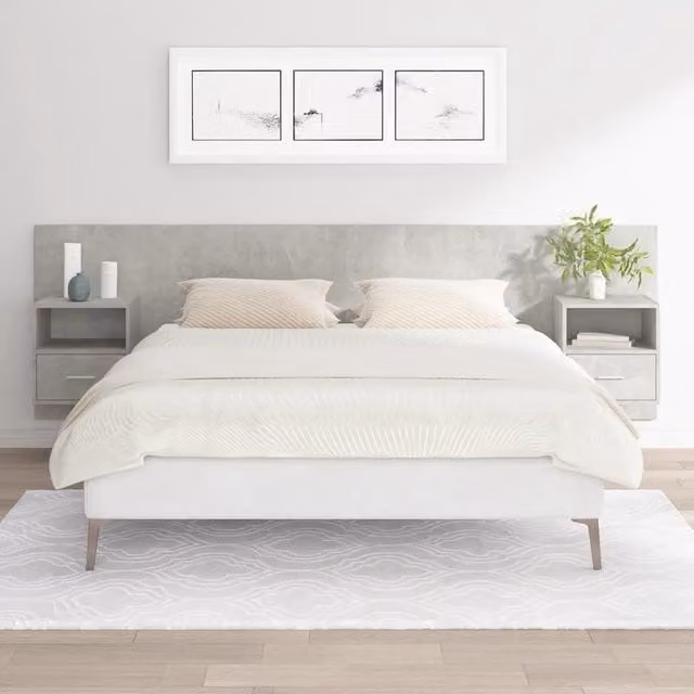 Berkfield Home Bed Headboard with Cabinets in Concrete Grey Engineered Wood