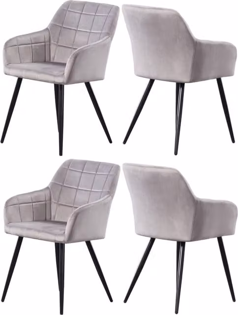 Life Interiors Camden Set of 4 Velvet Dining Chairs in Grey