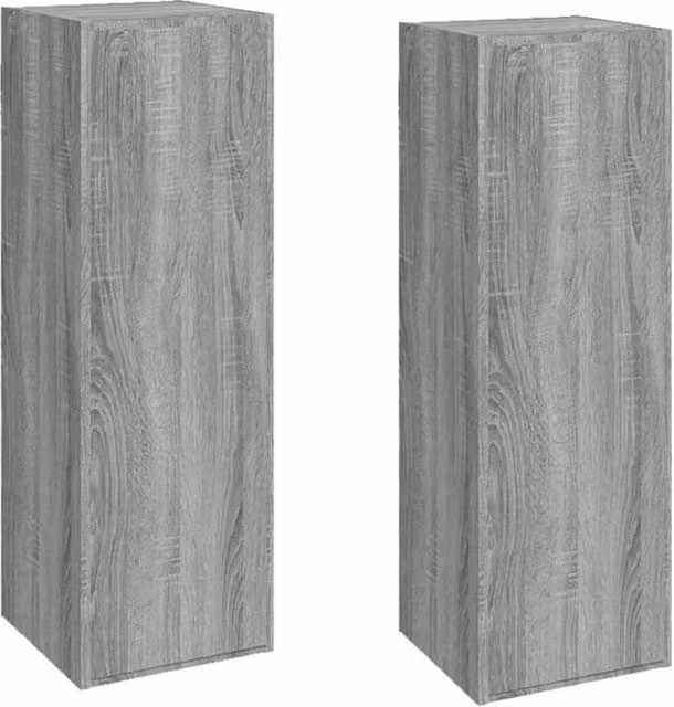Berkfield Home Set of 2 Grey Sonoma Wall Mounted TV Cabinet Doors in MDF, W/D/H: 30.5 x 30.5 x 90 cm