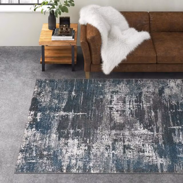 Woohoo Furniture New York Abstract Chenille Flatweave Rug in Grey and Anthracite, W: 80 cm, L: 200 cm