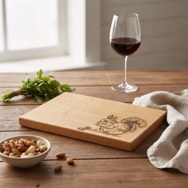Selbrae House Red Squirrel Oak Rectangular Serving and Cheese Board in Brown and Beige