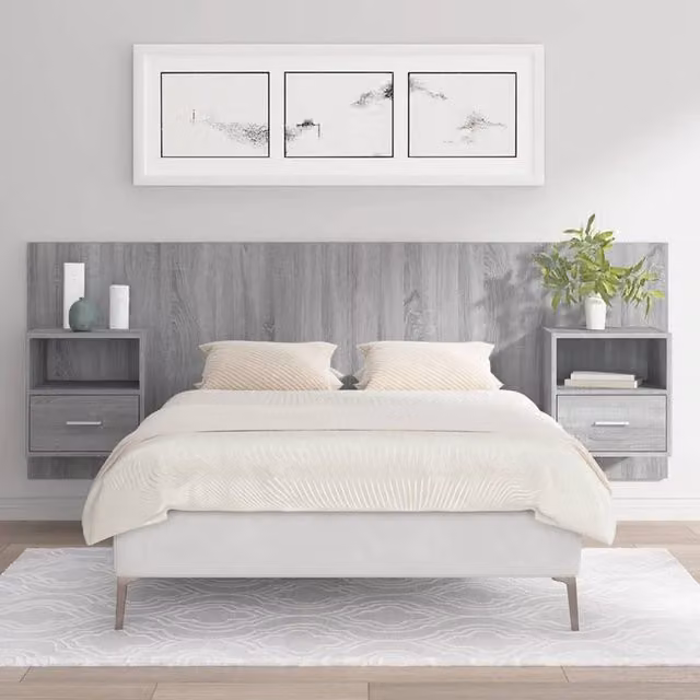 Berkfield Home Bed Headboard with Cabinets in Grey Sonoma Engineered Wood