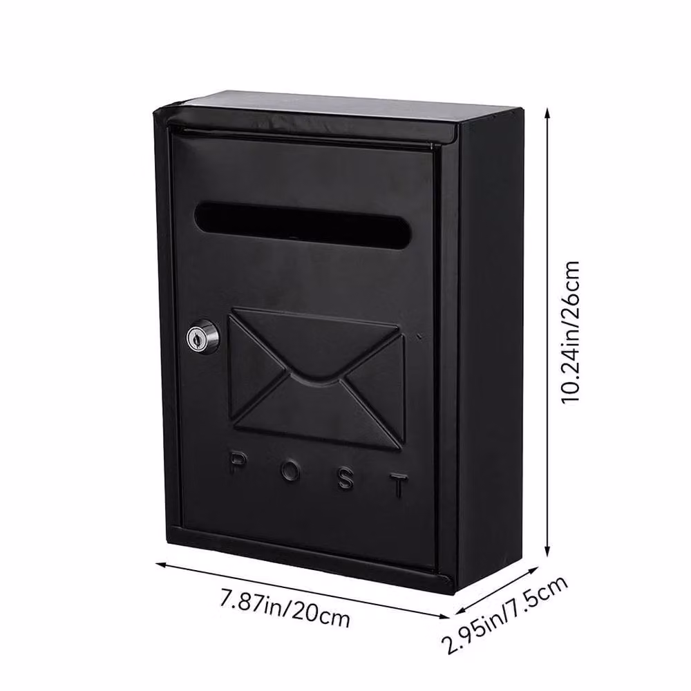SPETLEK Black Wall Mounted Steel Letter Box with 2 Keys – 2