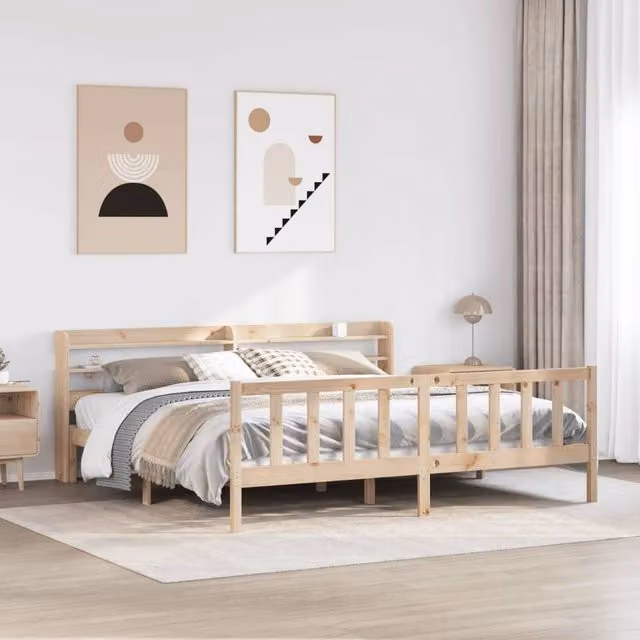 Berkfield Home Super King Bed Frame in Brown Solid Pine Wood W/D/H: 180 x 200 cm