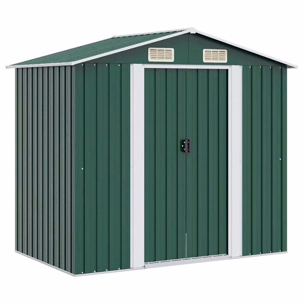 Berkfield Home Green Metal Garden Storage Shed with Sliding Doors and Side Vent, W/D/H: 204 x 132 x 186 cm – 2