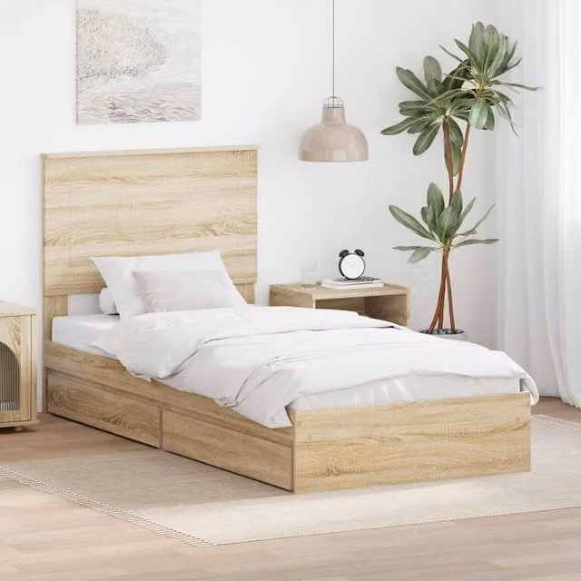 Berkfield Home Storage Bed with Drawer in Sonoma Oak Brown, W/D/H: 75 x 190 cm – 1