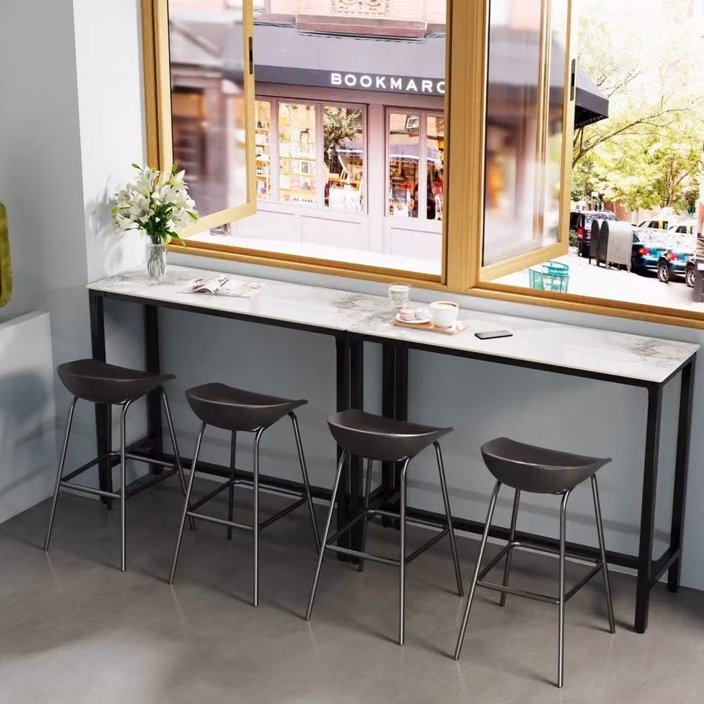 NESTLUNE Modern Bar Table for Dining and Kitchen, Grey and White, W: 100 cm, D: 15 cm, H: 105 cm – 3