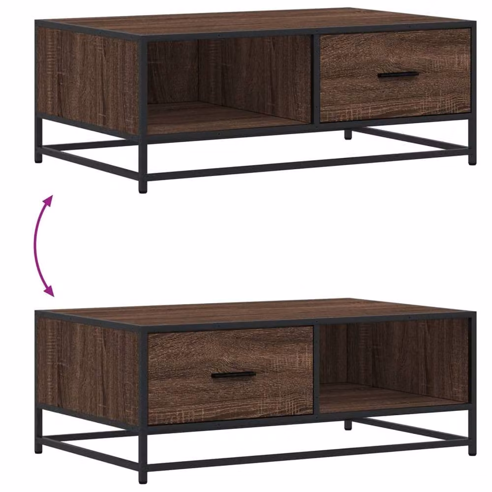 Berkfield Home Brown Oak Coffee Table with Metal Sled Base, W/D/H: 90 x 57 x 35 cm – 5