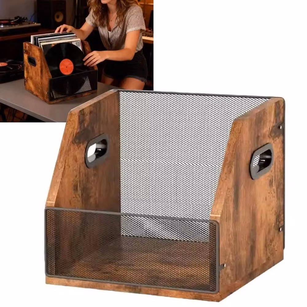 VOGREX Sturdy Vinyl Record Storage Crate for Albums and Magazines in Brown – 3