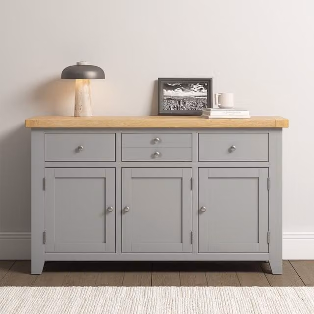 Seconique Windsor 3 Door 3 Drawer Sideboard in Grey