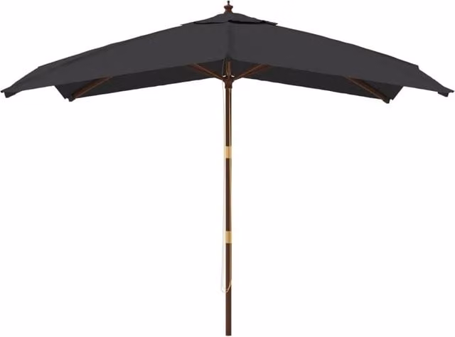Berkfield Home Durable Garden Parasol with Wooden Pole, Black, W/D/H: 300 x 300 x 273 cm