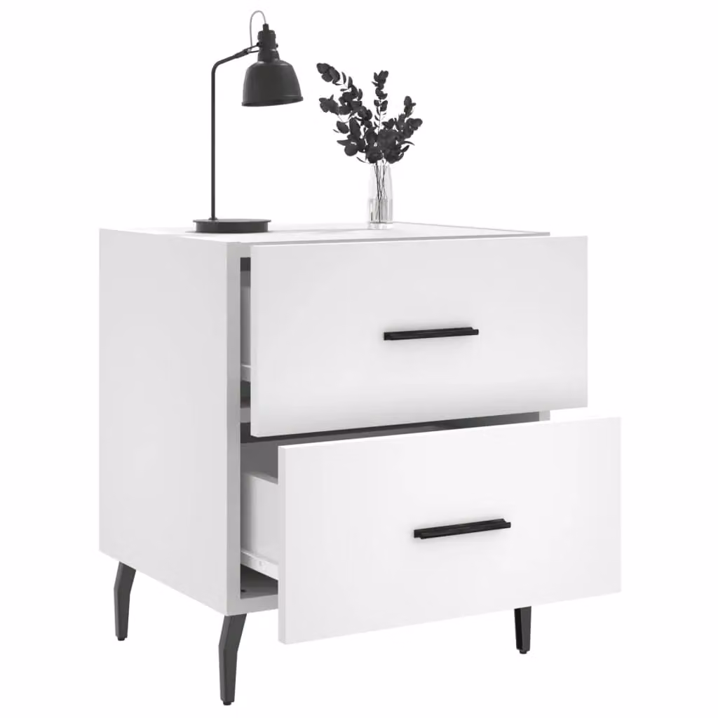 Berkfield Home White Bedside Cabinet W/D/H: 40 x 35 x 47.5 cm – 2