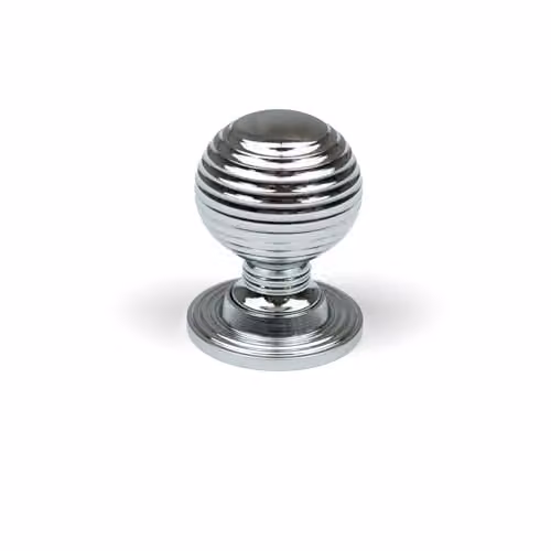 Handle & Home Polished Chrome Solid Brass Beehive Reeded Round Knob, 28mm Diameter – 1