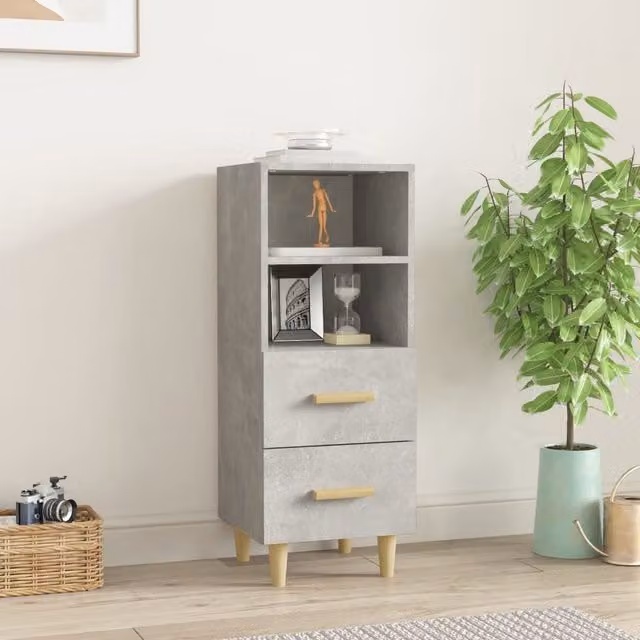 Berkfield Home Sideboard in Concrete Grey, W/D/H: 34.5 x 34.5 x 90 cm