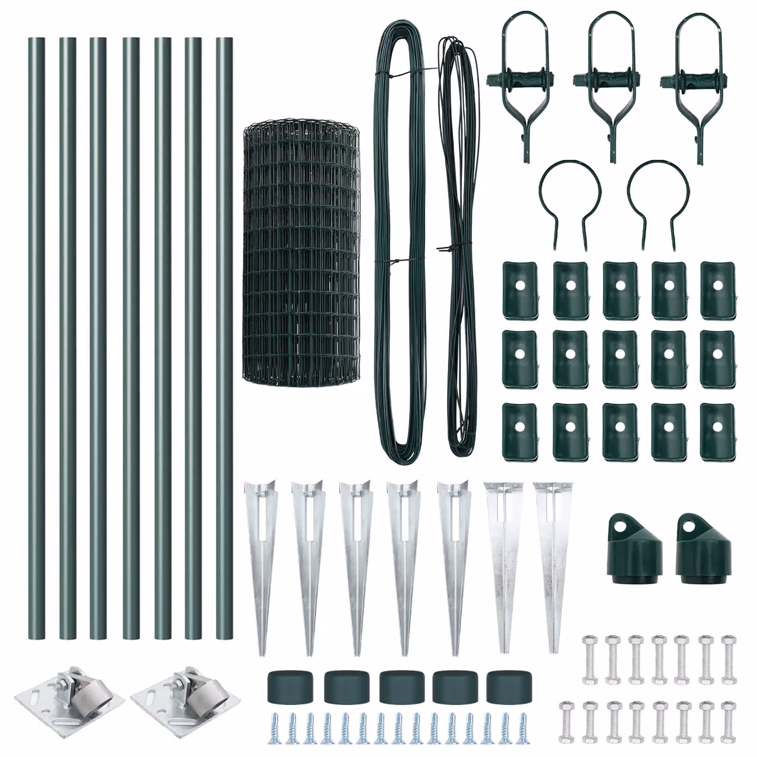 Berkfield Home Euro Fence with 7 Spike Posts, Galvanised Steel, Green and Silver, W: 10 m, H: 0.4 m – 3