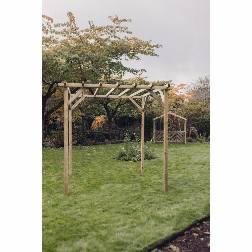 Churnet Valley Garden Furniture Ltd Contemporary Timber Pergola in Brown, W/D/H: 240 x 240 x 230 cm – 2