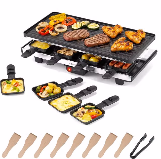 Costway Table Grill and Griddle with Reversible Non-Stick Plates and Adjustable Thermostat, Black