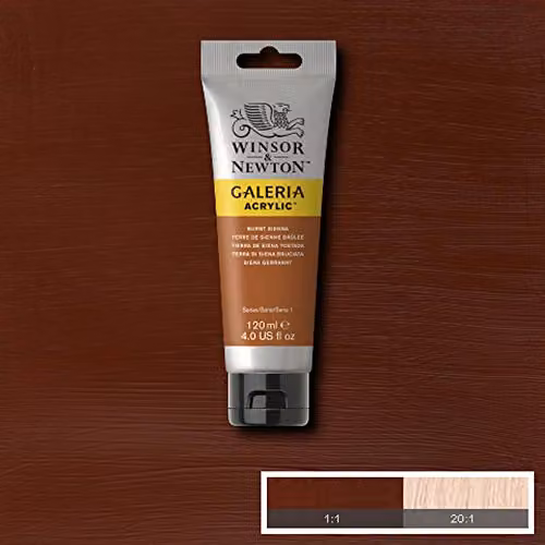 Winsor & Newton Galeria Acrylic Paint, Burnt Sienna, 120ml – 3