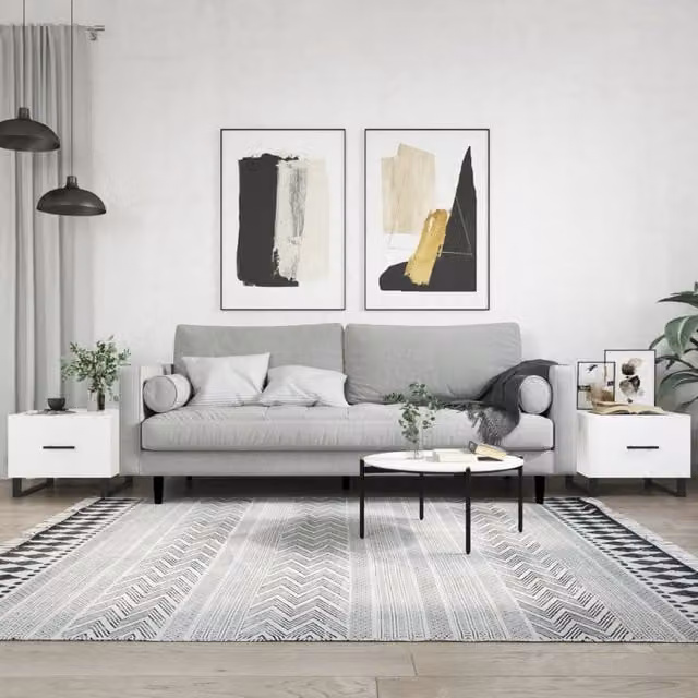 Berkfield Home Set of 2 High Gloss White Square Coffee Tables, W/D/H: 50 x 50 x 40 cm