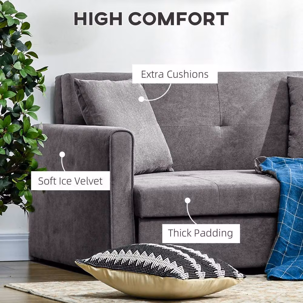 Wyld Haus Lane Mili Snow Flannel Grey 2 Seater Sofa Bed with Built In Storage, W/D/H: 152 x 78 x 140 cm – 7