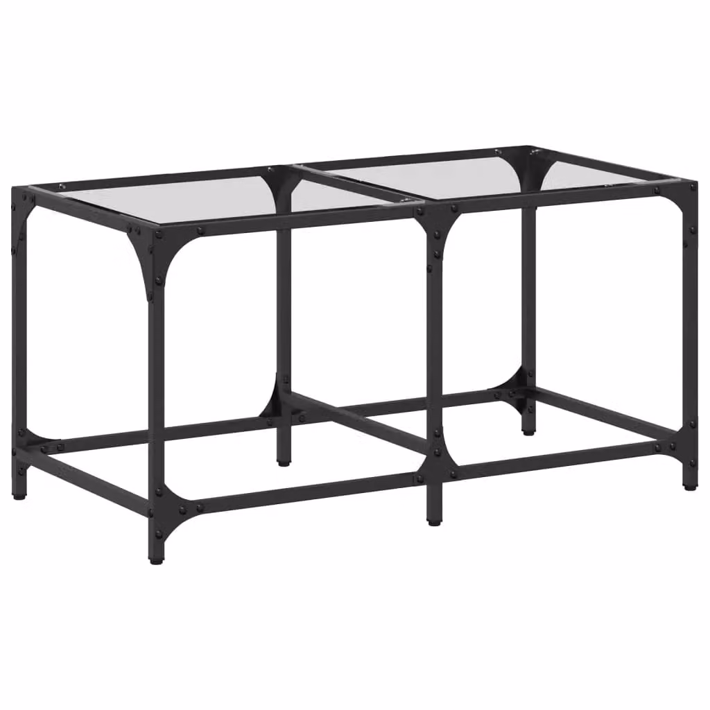 Berkfield Home Modern Rectangular Coffee Table with Transparent Glass Top and Brown Steel Frame, W/D/H: 78.5 x 40 x 40 cm – 2