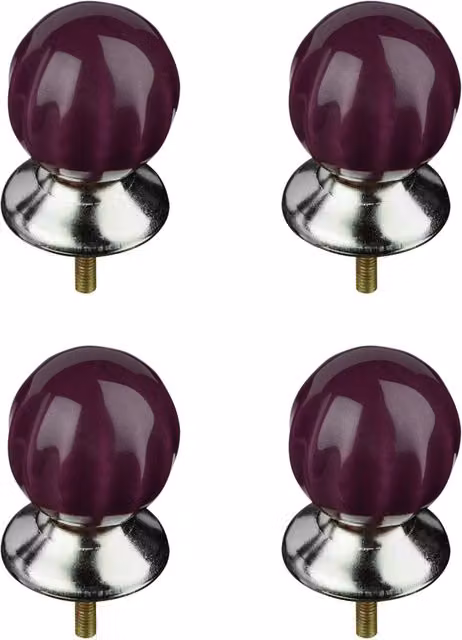 Orsina Set of 4 Polished Purple Ceramic Retro Style Drawer Knobs – 3