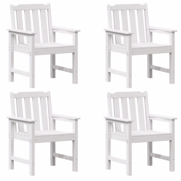 Berkfield Home Set of 4 Modern Garden Dining Chairs in White HDPE Plastic, W/D/H: 55.5 x 55.5 x 88 cm