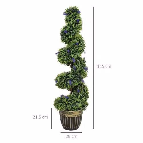 HOMCOM Set of 2 Potted Artificial Lavender Floral Plants in Blue, Height: 115 cm – 4