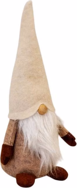 Four Candle Tall Cream Wool Christmas Gonk with White Beard, Height: 32 cm, Off-White – 1