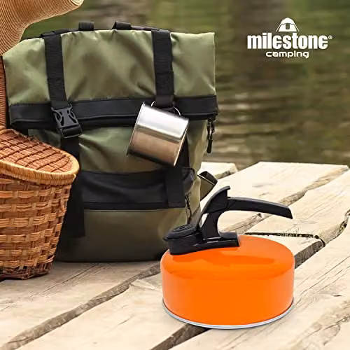Milestone Camping 1L Whistling Aluminium Camping Kettle in Orange – 2