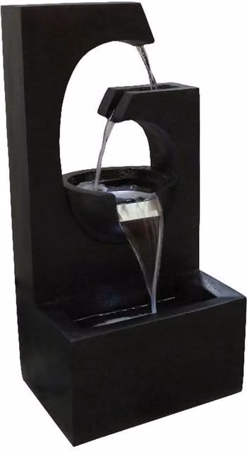Tranquility Large Ebony Mains Powered Cascade Water Feature in Grey and Black